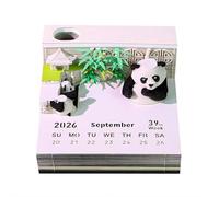 Calendario 3D 2026, 3D Panda Bamboo Garden Memo Pad Calendario 2026, Tear-Away 3D Paper Art Notepad, Scultura di carta artistica fai da te con portapenne, note adesive da scrivania per ufficio, regalo