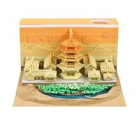 Calendario 3D 2026, blocco note 3D 2026, edifici storici creativi a strappo, calendari intagliati in carta multicolore, blocco note fai da te, calendario 3D per Natale, compleanno, anniversari