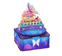 Calendario 3D 2026, blocco note adesive con scatola musicale rotante, calendario 2026 farfalla fiore creativo strappare via