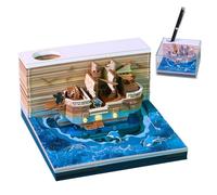 Calendario 3D - 8x8x5cm Pirata Ship Ship Away Desk Ornamento, Paper Creative Decoration | 2026 Calendari Di Feste Del Festival, Regalo Funzionale Delle Donne Per La Scuola, Il Luogo Di Lavoro, La Ma