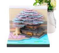 Calendario 3D | Calendario Delle Sculture Di Carta | Blocco Note Artistico Con Design Flower Tree House Con Luce | Pianificatore E Organizzatore Creativo | Strappare Un Promemoria Per Gli Spostamenti