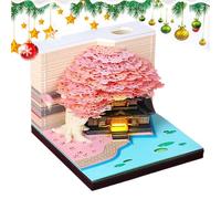 Calendario 3D | Calendario Delle Sculture Di Carta | Blocco Note Artistico Con Design Flower Tree House Con Luce | Pianificatore E Organizzatore Creativo | Strappare Un Promemoria Per Gli Spostamenti