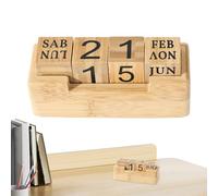 Calendario a blocchii perpetui in legno - Blocchii di visualizzazione della data del mese legnno | blocchhii di legno del desktop vintage riutilizzabili Calendarr | Calendarr Countdown Sign Ornament