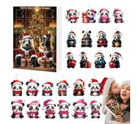 Calendario a ciondolo acrilico di Natale - Calendario di conto alla rovescia Panda a 24 pendenti stagionale | Arte piatta acrilica decorativa da collezione per la parete soggiorno 'albero del cami