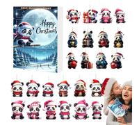 Calendario a ciondolo acrilico di Natale - Calendario di conto alla rovescia Panda a 24 pendenti stagionale | Arte piatta acrilica decorativa da collezione per la parete soggiorno 'albero del cami