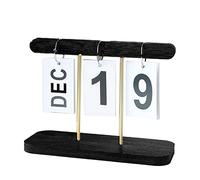 Calendario a fogli mobili, Calendario perpetuo giornaliero, Calendario da tavolo in legno, Calendario mensile da tavolo giornaliero, Accessorio per ufficio riutilizzabile in (Nera)