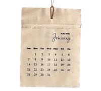 Calendario a parete 2025 gennaio a DEC tessuto di cotone sospeso calendario mensile con corda per muro, frigorifero, scaffale 2025