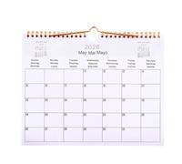 Calendario a parete, calendario mensile multilingue per 2026, legatura della bobina decorativa con design estetico, programmazione organizzata per casa, camera da letto, aula, appartamento e dormitori