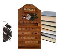 Calendario a | Perpetuo in Legno con Incisione Riutilizzabile Visualizza Data,Calendario Da Scrivania - Per Ingresso Casa Stile Fattoria Camera da Soggiorno