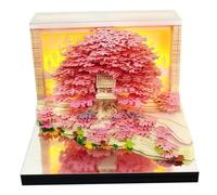 Calendario a strappo, Calendario 3D 2027, Blocco note 3D a strappo con luce LED, scrivania e porta note, Tema Isola dei fiori e degli alberi marini