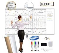 Calendario annuale da parete grande, riutilizzabile, cancellabile a secco, formato jumbo, 12 mesi, laminato di alta qualità, 96,5 x 182,9 cm, planner annuale non datato per casa, ufficio, progetti