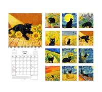 Calendario Artistico Dei Gatti 2026 | Gennaio - Dicembre 2026 Calendari Da Parete Impressionisti | Calendario Mensile Divertente Gatto Nero | Per La Casa, Il Soggiorno,La Sala Studio, L'ufficio,L'aula