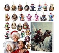 Calendario 'Avvento 2024 per Natale, Calendario per il conto alla rovescia di Natale 2024 - Ornamento di dinosauro acrilico Conto alla rovescia per calendario natalizio 2024 - Calendario 'Avvento nata