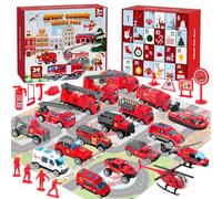 Calendario Avvento 2025 Bambino,Macchinine Calendario dell'avvento Bambini,Calendario Avvento Cars Camion dei Pompieri 3-12 Anni,Calendario per il Conto alla Rovescia di 24 Giorni,Natale Regalo Giochi
