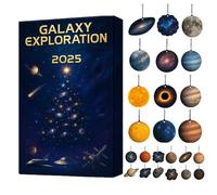 Calendario 'Avvento 2025, calendario 'Avvento 24 giorni, calendario del conto alla rovescia, 24 squisiti ciondoli decorativi 2D con pianeti e galassie