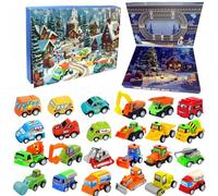 Calendario Avvento 2025,Calendario Dell'Avvento,24 Pezzi Macchinine Giocattolo Auto E Camion Per Bambini E Ragazzi Set Di Gioco Per Veicoli Tirare Indietro Veicoli,24 Giorni,Conto Alla Rovescia