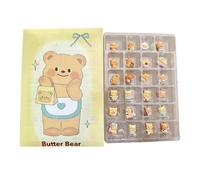 Calendario 'Avvento 2025, Decorazione per la casa, 1 scatola, Conto alla rovescia natalizio con orsetto di burro, 24 pezzi Ciondoli con orsetto 3D Calendario 'Avvento, riutilizzabile,