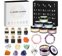 Calendario Avvento 2025 Donna Chakra Candele Profumate con Pietre e Cristalli,Regali Natale per Meditazione Yoga,Calendario dell'avvento Set Regalo Candela Gioielli per 40 anni Mamma Colleghe Amica