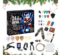 Calendario 'Avvento 2026 per chitarra, 24 giorni, accessori per | Conto alla rovescia per Natale con plettri, capotasto, accordatore, corde e strumenti per chitarra, pratica e manutenzione