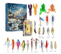 Calendario 'Avvento - 24 giorni di conto alla rovescia con esche realistiche, kit di esche per pesca al bar, per pescatori uomini, acqua, bar, pesce gatto, trota fiume lago stagno riva