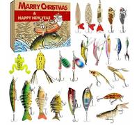 Calendario 'Avvento - 25,5x19,5x5,5 Cm, 24 Giorni Esche Da | Freshwater - Scatola Per Esche Stagionali In Metallo ABS - Idea Regalo Per Uomo All'aperto | Conto Alla Rovescia Di Natale,