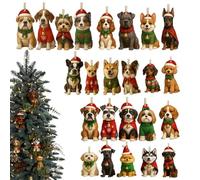 Calendario 'Avvento,2D Decorazione Per L Avvento In Acrilico A Forma Di Cane | 24 Giorni Di Addobbi Per L'Albero Di Natale A Tema Cane - Per Casa Albero Scrivania Feste Finestra Porta Festa
