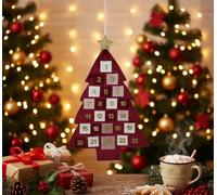 Calendario Avvento a Forma Albero Velluto Bordeaux Tasche Natale Due Esse
