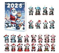 Calendario 'Avvento a forma di panda, 24 giorni, in acrilico 2D, a forma di panda, set di gioielli, ciondolo a forma di animale da appendere per bambini, zaino, finestra, balcone, auto