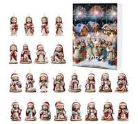 Calendario 'Avvento A Pendente Per Il Conto Alla Rovescia Del Natale - Calendario 'Avvento Con 24 Pendenti A Tema Gesù Per Natale | Scena 2D In Acrilico Collezionabile Ricordo | Per Parete Soggiorno C