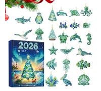 Calendario 'Avvento a Tema Mare Decorazione 2D In Acrilico Con Animali