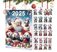 Calendario 'avvento, Addobbo Natalizio Panda 2D, 24 Pendenti Conto Alla Rovescia per Maniglia Porta Calza Regalo Tradizione Holiday
