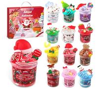 Calendario Avvento Bambina 12 Slime a Tema Natalizio e 12 Confezioni di Parti Decorative per Slime Calendario dell'Avvento 24 giorni, regali per bambini, ragazzi e ragazze