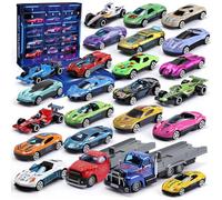Calendario Avvento Bambini Ragazzo 24 Auto Metallo + 2 Rampiche 24 Giorni Calendario del Conto Alla Rovescia di Natale Per 3-12 Bambini Ragazzi Ragazze Regalo Gara Automobilistica