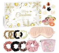 Calendario Avvento Beauty 2025, Calendario Dell'Avvento per Donne, 24 Accessori Capelli Sorpresa con Elastici Capelli, Mascherina Dormire, Trousse Trucco, Regalo Cura Capelli Elastico per Ragazze