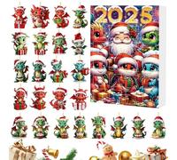Calendario 'Avvento,Calendario 'avvento Di Natale 24 Giorni Con Dinosauri | Pendaglio Acrilico 2D Decorazione Attività Quotidiana Famiglia Casa Scuola