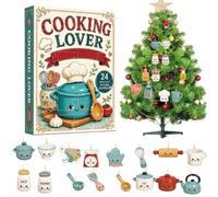 Calendario 'Avvento Ciondoli 2D in acrilico mini utensili da cucina | Conto alla rovescia 24 giorni decorazione albero di Natale cucina per mobili, abete, auto, zaino,