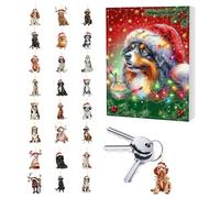 Calendario 'Avvento, ciondolo in acrilico 2D - 24 scatole con cane che indossa un cappello di Natale - per le vacanze e il nuovo anno per bambini e ragazze