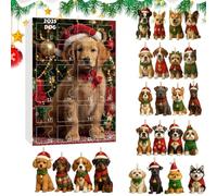 Calendario 'Avvento con ciondolo a forma di cane in acrilico 2D | 24 ciondoli per cane calendario dell'Avvento per albero finestra parete porta camino