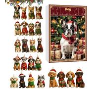 Calendario 'Avvento con ciondolo a forma di cane in acrilico 2D | Calendario dell'Avvento 24 Giorni Decorazioni Tema Cane Per Adulti Amanti Animali Albero Fen