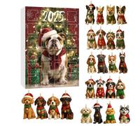 Calendario 'Avvento Con Ciondolo A Forma Di Cane,Per Feste In Acrilico 2D,Calendario 'Avvento 24-Giorni Con Pendenti A Tema Cane | Per Amici Adulti Adolescenti Amanti Animali Albero Finestra Porta