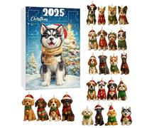 Calendario 'Avvento con conto alla rovescia per cani, in acrilico 2D, stagionale, 24 giorni, per il conto alla rovescia dei cani, per finestre sull'albero, famiglia, adulti, amanti degli