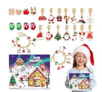 Calendario 'Avvento con gioielli, Calendario 'Avvento con braccialetto,Bracciale con calendario per il conto alla rovescia di Natale | ' di Natale 2024, braccialetto calendario con c