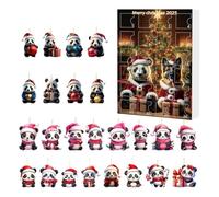 Calendario 'Avvento con Natale, ciondolo a forma di panda in acrilico 2D per specchietto retrovisore 'auto, calendario 'avvento 24 giorni 2025, decorazione natalizia su albero, finestra