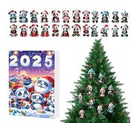 Calendario 'Avvento Con Ornamenti Di Panda - Decorazione In Acrilico Con Motivo Panda, Ciondoli Natalizi Sospesi | 24 Giorni Di Animali Ornamenti Per Albero Di Natale, Porta, Finestra, Ba