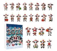 Calendario 'Avvento con ornamenti natalizi | 24 giorni Decorazioni Mucche appese, calendario conto alla rovescia, decorazione per la casa acrilica 2D per feste | Organizzatori Attività scolastiche