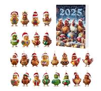 Calendario 'Avvento Con Pendenti,Ciondoli 2D Gallina Acrilico Specchietto Retrovisore Auto - Calendario 'Avvento 24 Giorni Pendente Charm Animale per Casa Finestra Porta Party Decorazione