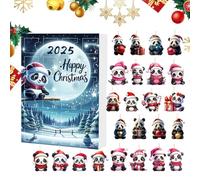 Calendario 'Avvento con Pendenti Natalizi, Decorazione Acrilico 2D Panda per Specchietto Retrovisore, Calendario Conto Alla Rovescia 2024 da 24 Giorni con Pendenti Animali per Decorazioni Albero Natal