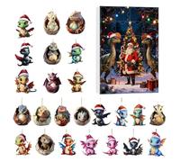 Calendario 'avvento con perline di Natale con drago - decorazione acrilica 2D 24 giorni, decorazioni per il retro del bambino drago - per specchio retrovisore finestra porta adulti