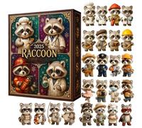 Calendario 'Avvento Con Procione - Ornamento In Acrilico Da 24 Giorni, Decorazioni Natalizie, Figurine Di Animali, Pezzi Per Il Conto Alla Rovescia Durevoli E Colorati | Per Moglie, Marito,