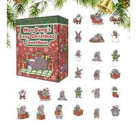 Calendario Avvento Conto Alla Rovescia,2D Collezionabile - Calendario Del Conto Alla Rovescia A 24 Giorni Con Decorazione Di Ippopotamo,per Parete Porta Albero Finestra Famiglia Adulti